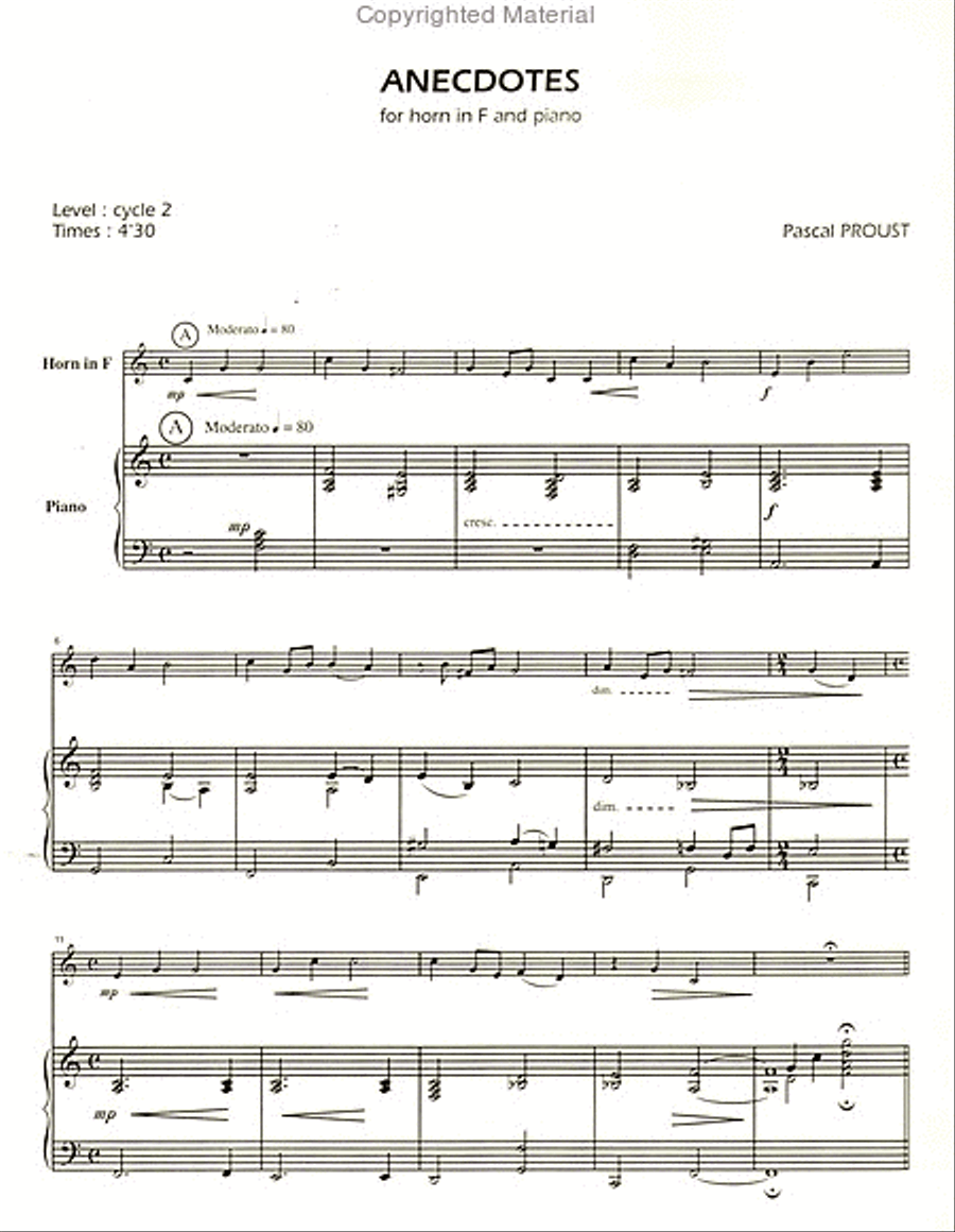Anecdotes, pour cor Anecdotes, pour cor Horn scores gallery preview page 2
