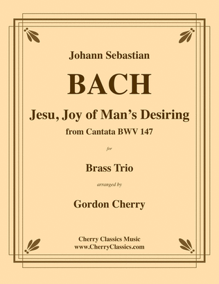 Book cover for Jesu Joy of Man's Desiring for Brass Trio