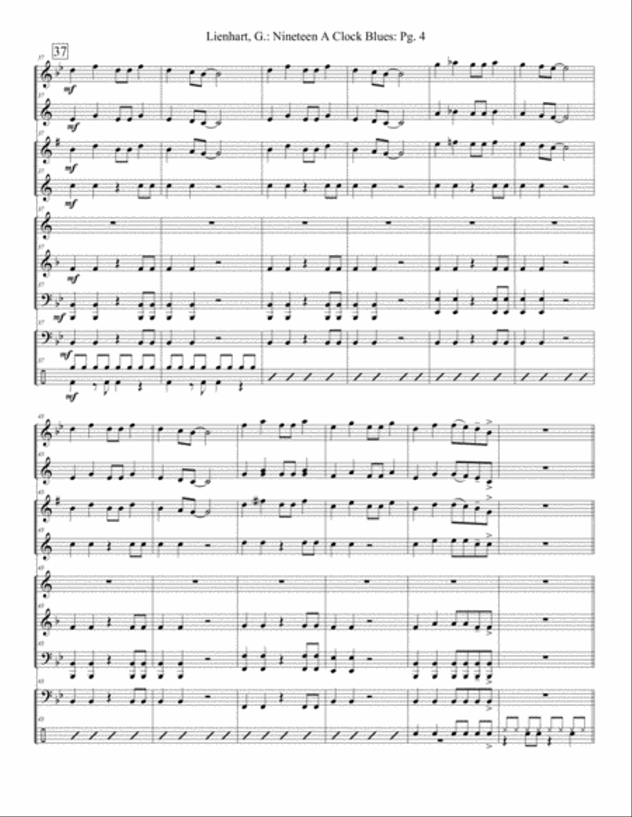 Nineteen A Clock Blues Concert Band scores gallery preview page 4