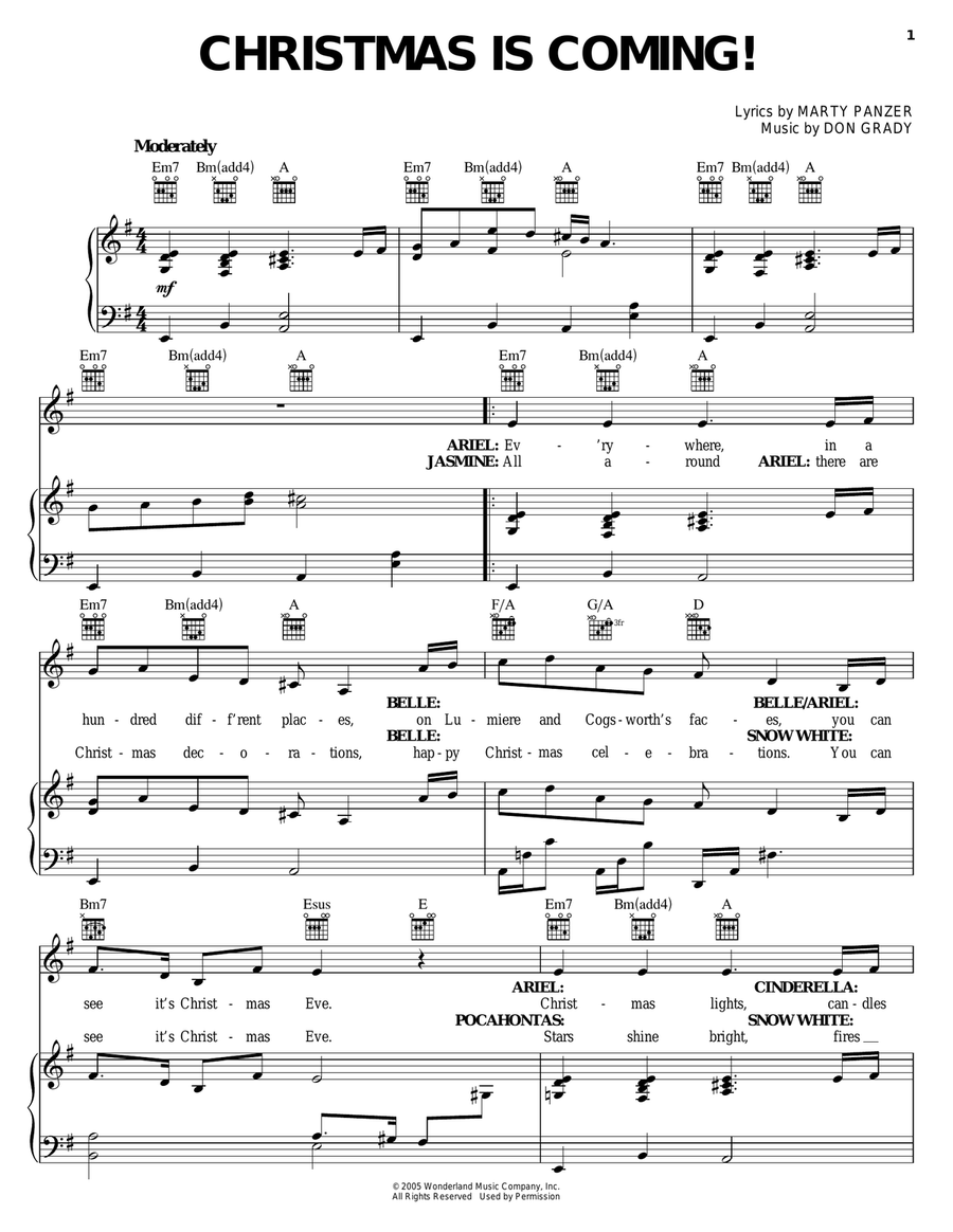Christmas Is Coming! Piano, Vocal, Guitar scores gallery preview page 1