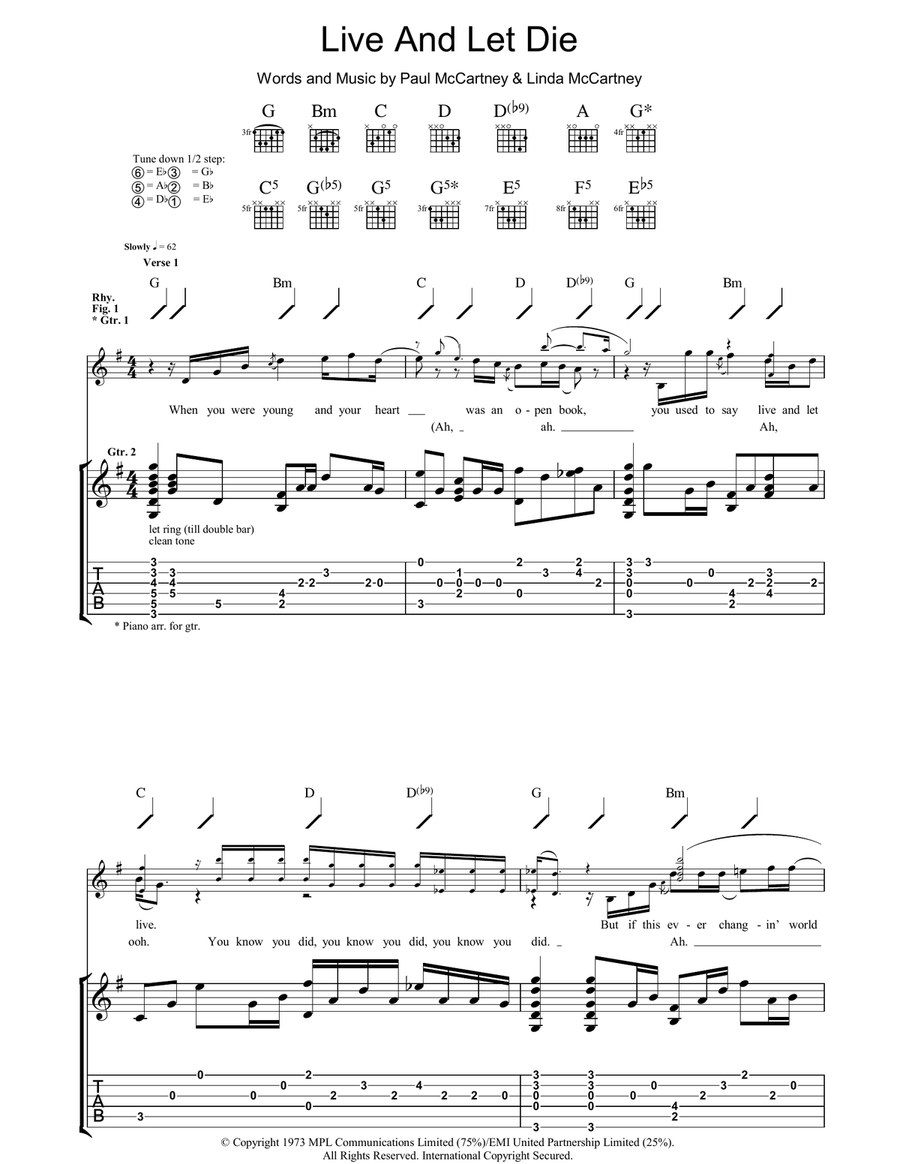 Live And Let Die Acoustic Guitar scores gallery preview page 1