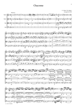 J.S.Bach Chaconne for string quartet, CB222
