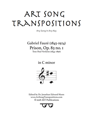 Book cover for FAURÉ: Prison, Op. 83 no. 1 (transposed to C minor)