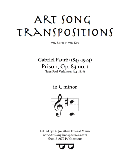 FAURÉ: Prison, Op. 83 no. 1 (transposed to C minor)