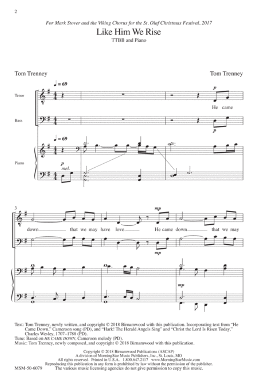 Like Him We Rise TTBB scores gallery preview page 2