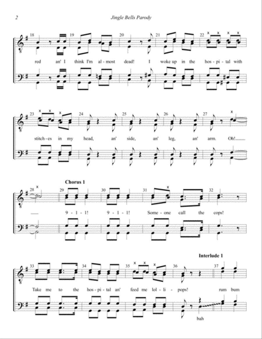 Jingle Bells Parody TTBB scores gallery preview page 2