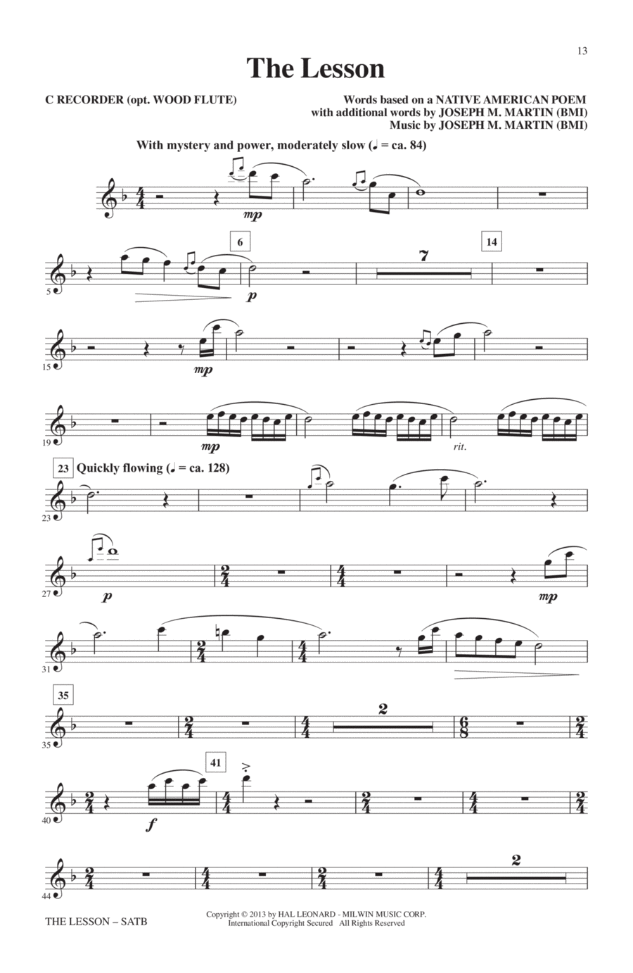 The Lesson - C Recorder (opt. Wood Flute) Choir scores gallery preview page 1