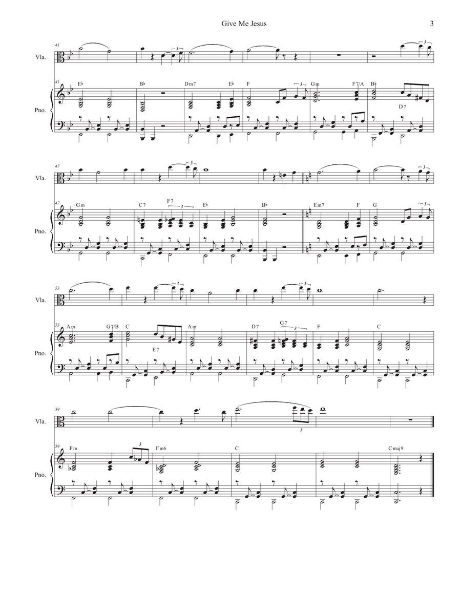 Give Me Jesus (Viola solo and Piano) Piano scores gallery preview page 3