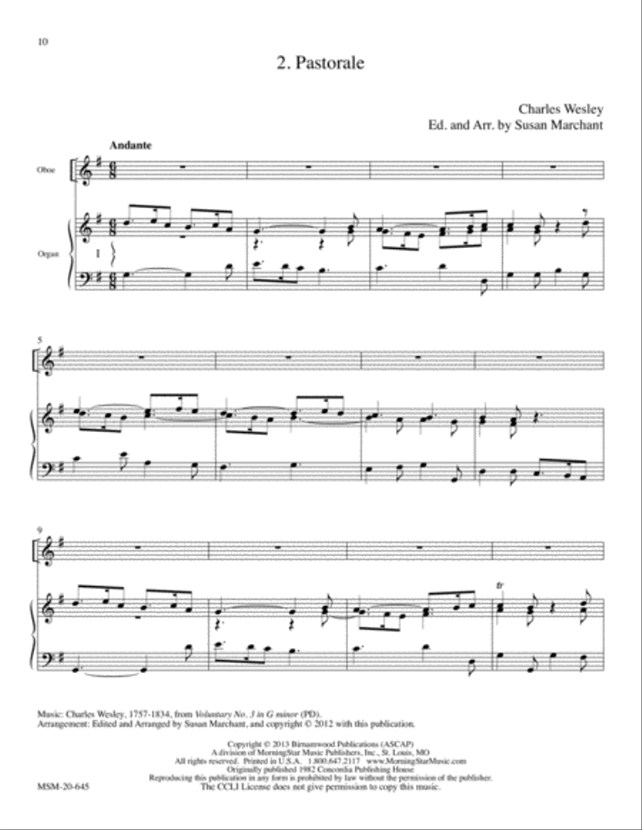 Three English Voluntaries Arranged for Oboe and Organ Clarinet scores gallery preview page 6
