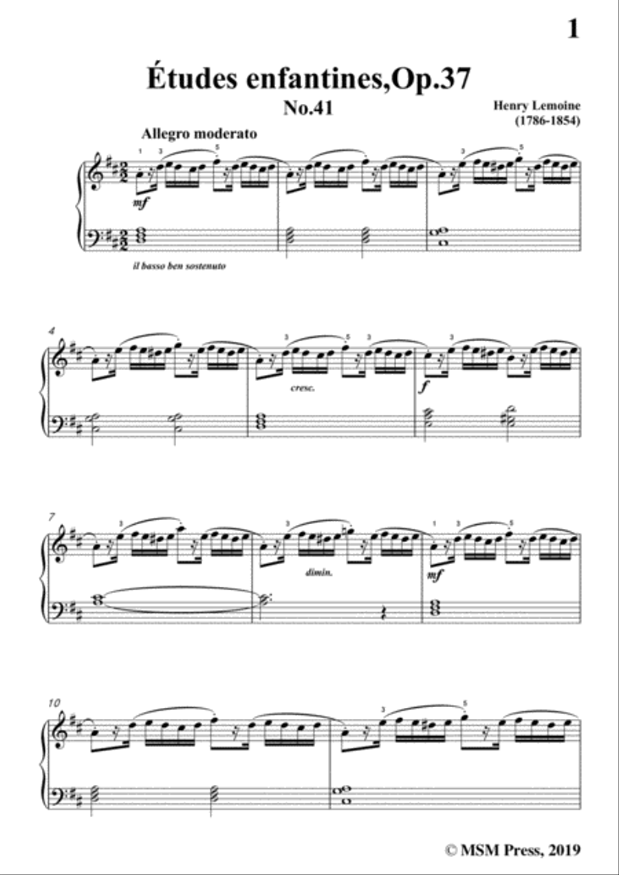 Lemoine-Études enfantines(Etudes) ,Op.37, No.41 Piano Method scores gallery preview page 3