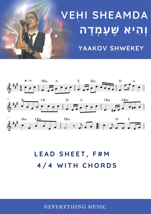 Book cover for Vehi Sheamda piano lead sheet | Yaakov Shwekey