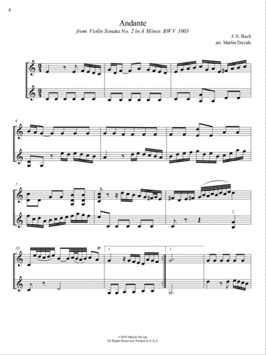 Bachfor2, Volume 2, Violin 2 String Duet scores gallery preview page 4
