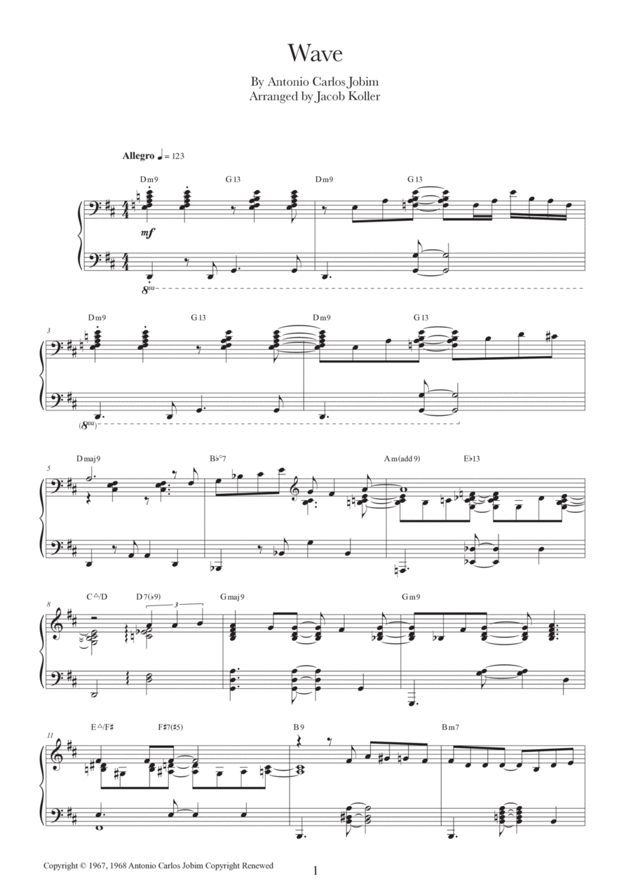 Wave Piano Solo scores gallery preview page 1
