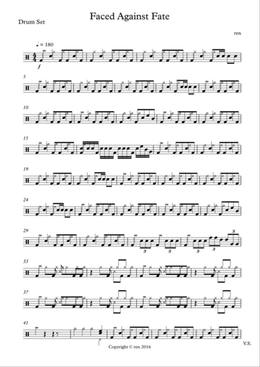 Faced Against Fate (Drum Section) Drum Set scores gallery preview page 1