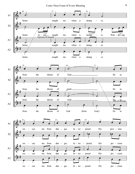 Come Thou Fount of Every Blessing, SSAA a cappella image number null