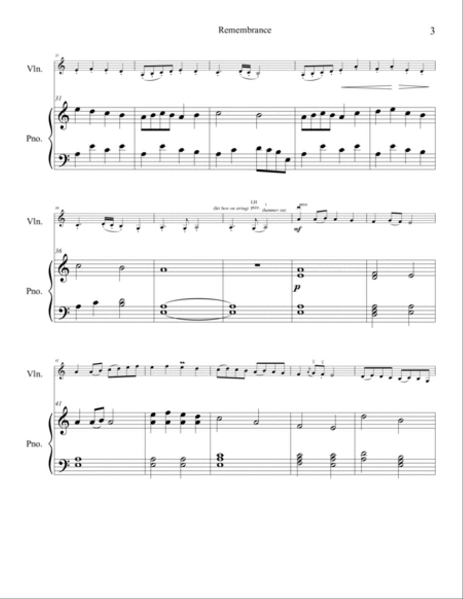 Remembrance (from Moon Dance of the Fireflies) score Violin Solo scores gallery preview page 3