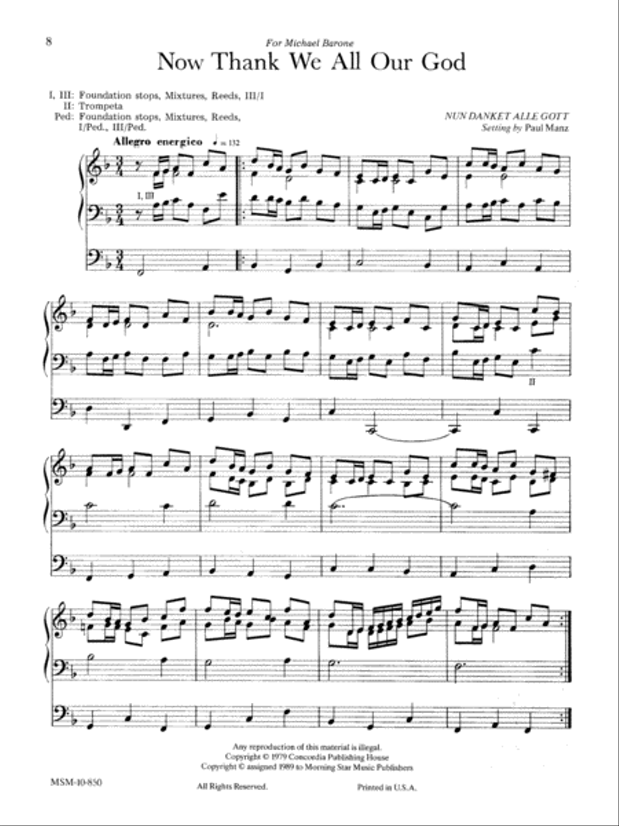Now Thank We All Our God Organ scores gallery preview page 1