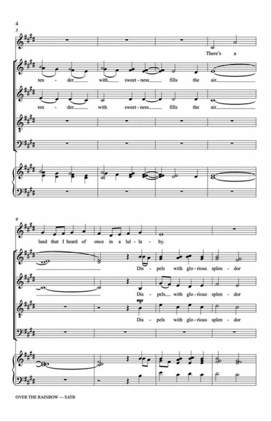 Over the Rainbow (with Lo, How a Rose) 4-Part scores gallery preview page 5