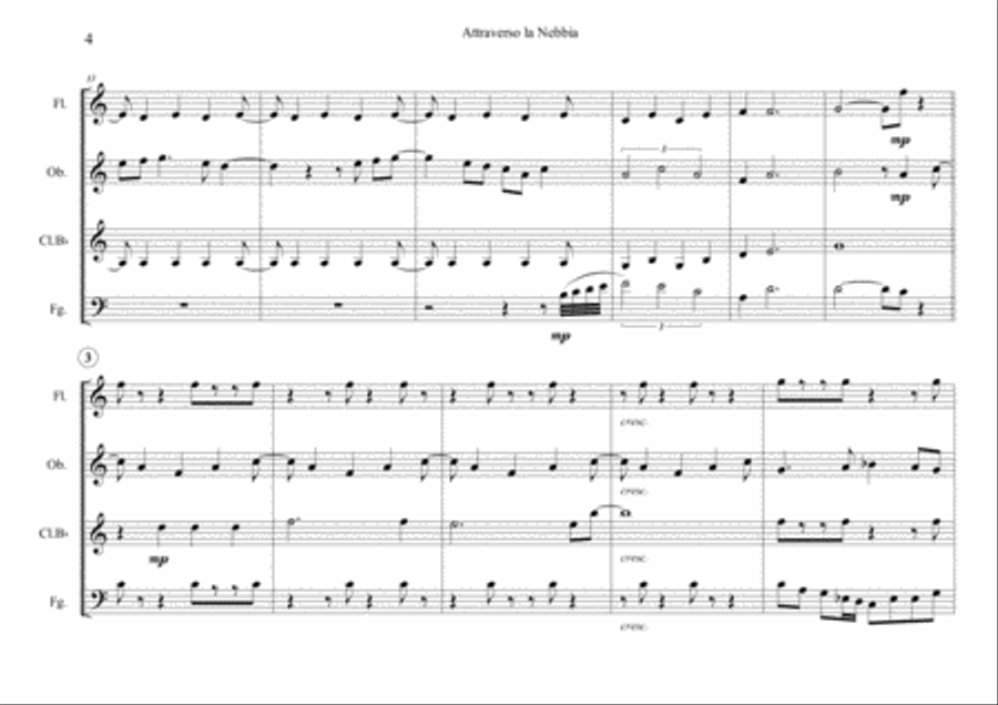 Attraverso La Nebbia (SCORE + PARTS) Woodwind Quartet scores gallery preview page 4