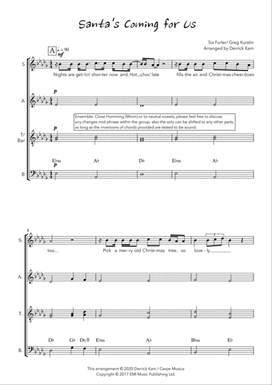 Santa's Coming For Us 4-Part scores gallery preview page 1