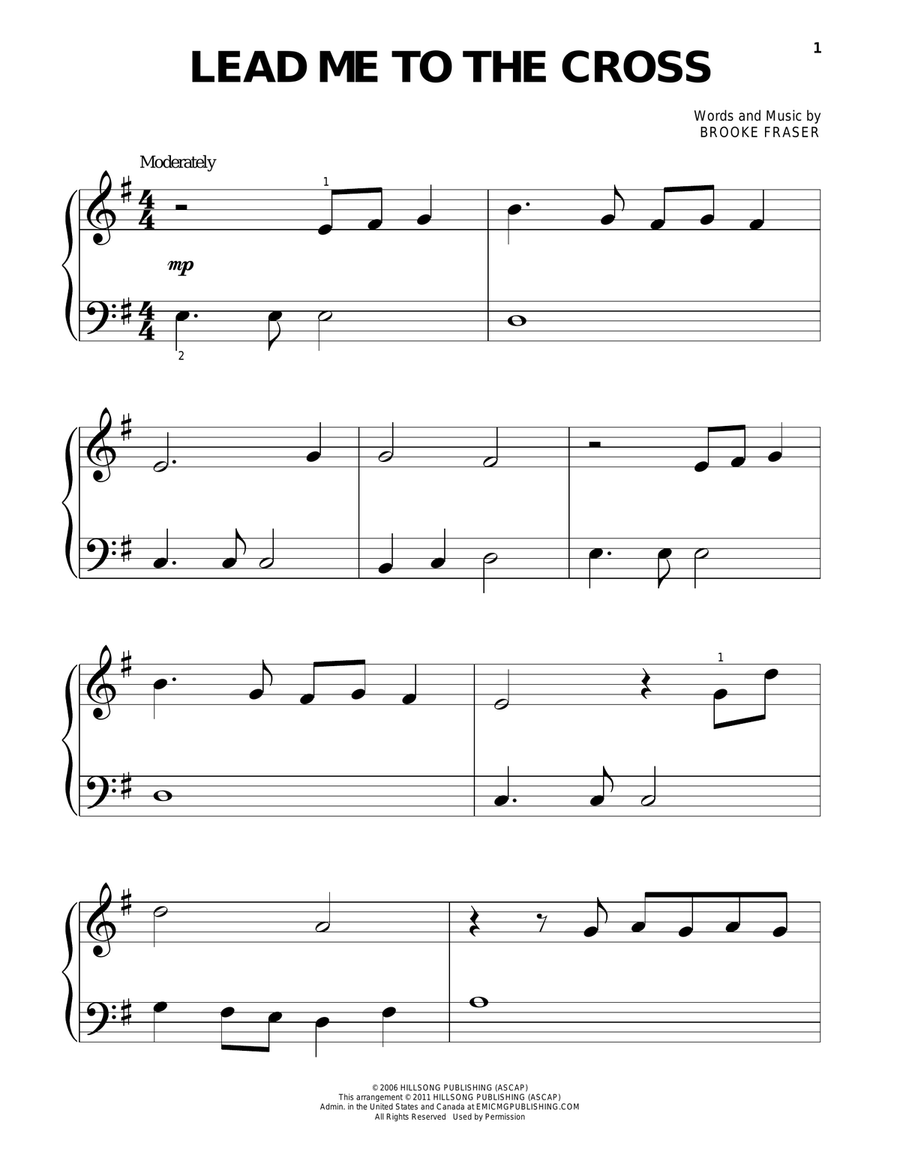 Lead Me To The Cross Lead Me To The Cross Easy Piano scores gallery preview page 1
