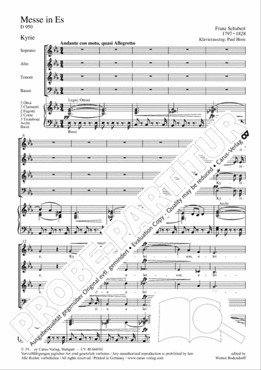 Mass in E flat major (Messe in Es) SATTB scores gallery preview page 3