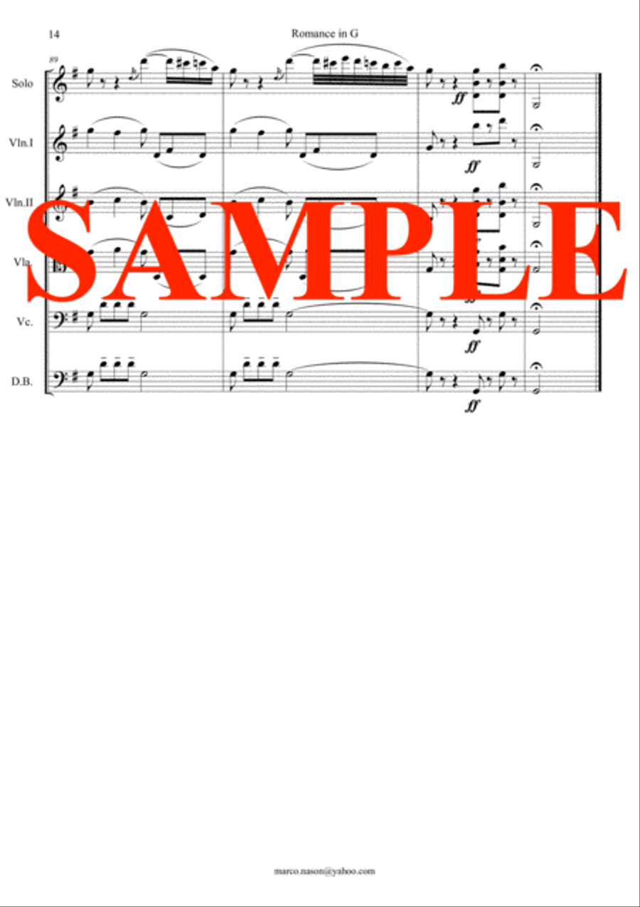Beethoven Romance in G for violin and strings op.40 String Orchestra scores gallery preview page 3