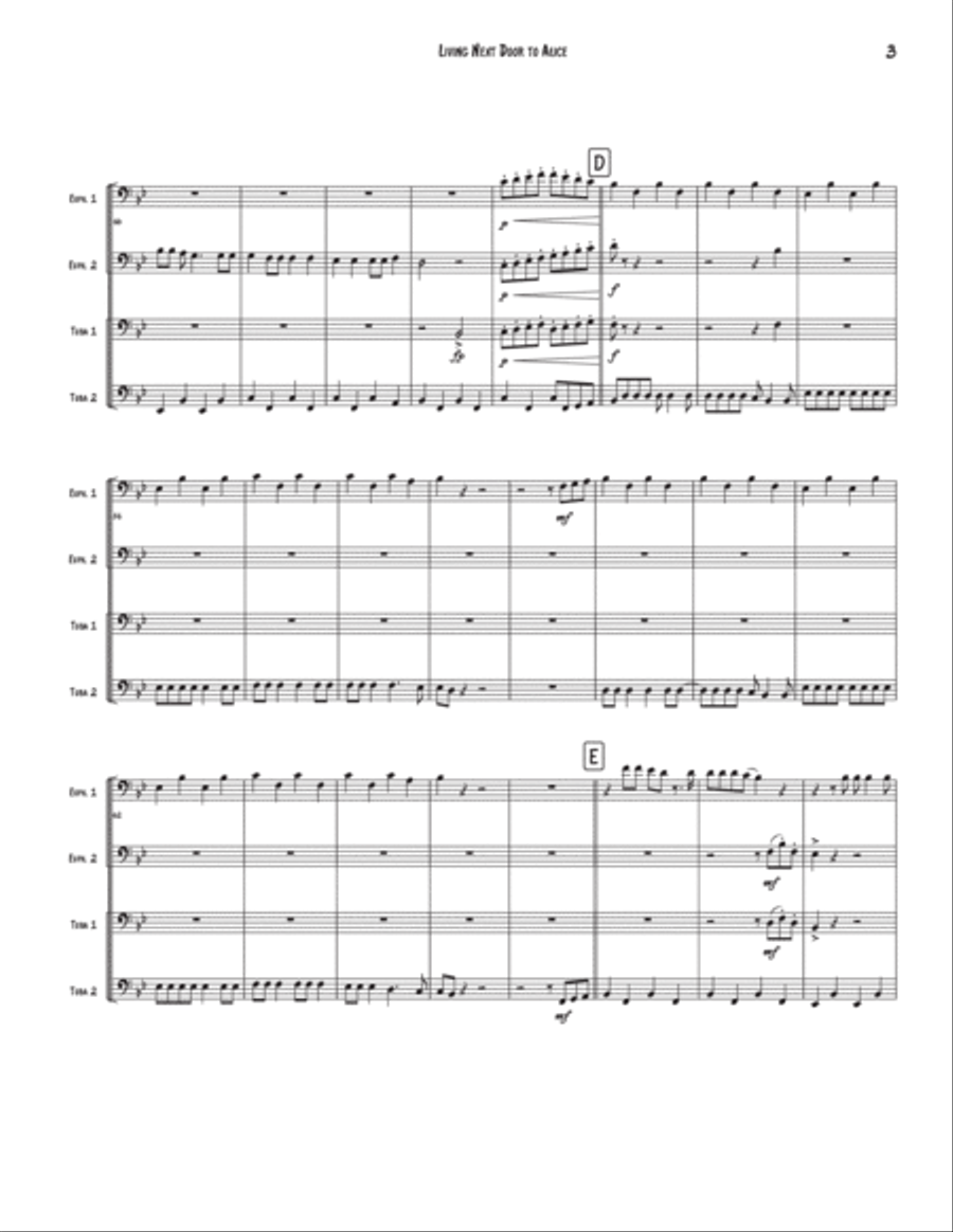 Living Next Door To Alice Brass Quartet scores gallery preview page 3