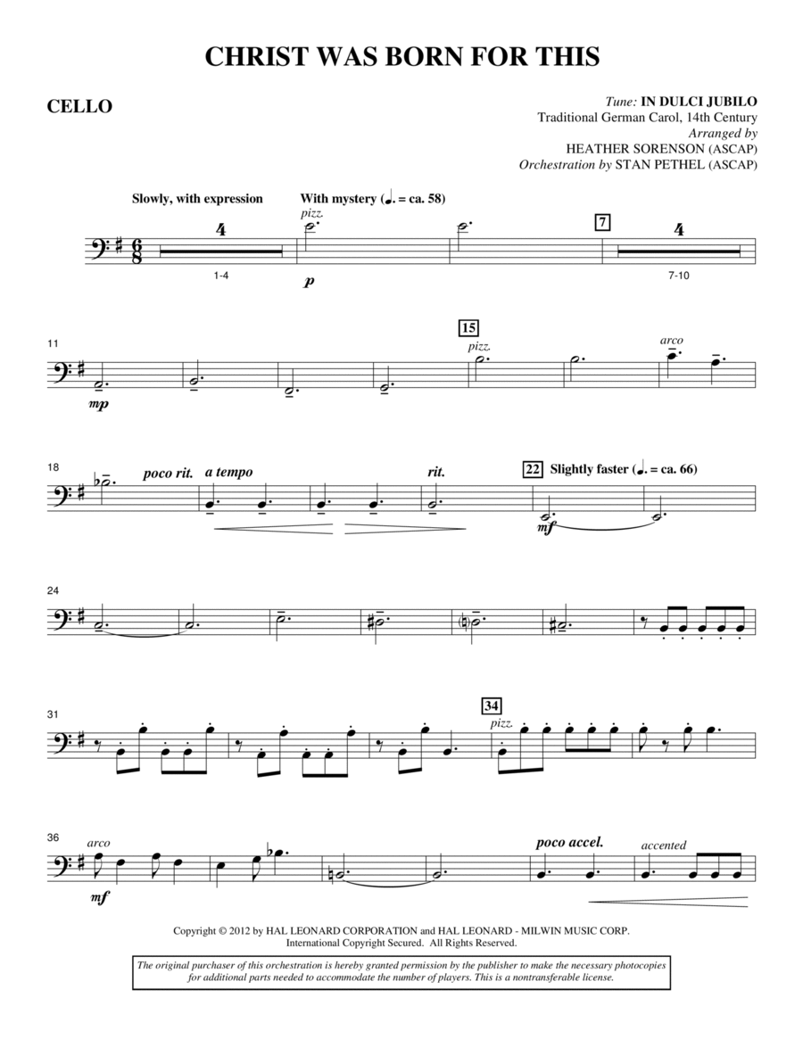 Christ Was Born For This - Cello Choir scores gallery preview page 1