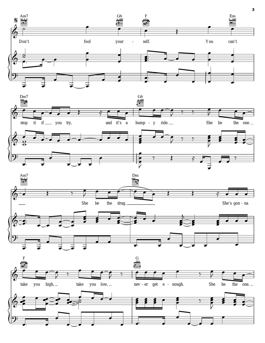 She Be The One She Be The One Piano, Vocal, Guitar scores gallery preview page 3