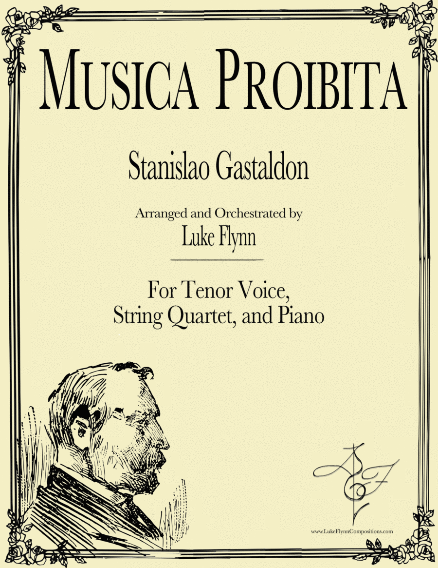 Musica Proibita for Tenor Voice, String Quartet, and Piano Small Ensemble scores gallery preview page 1
