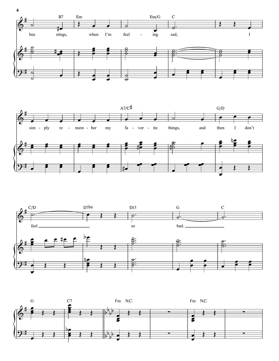 My Favorite Things (from The Sound of Music) Voice scores gallery preview page 4
