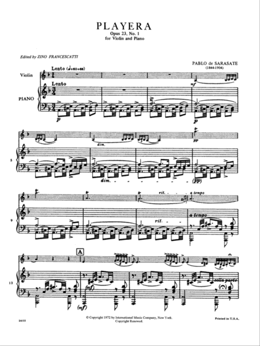 Playera, Op. 23 No. 1 Violin Solo scores gallery preview page 2