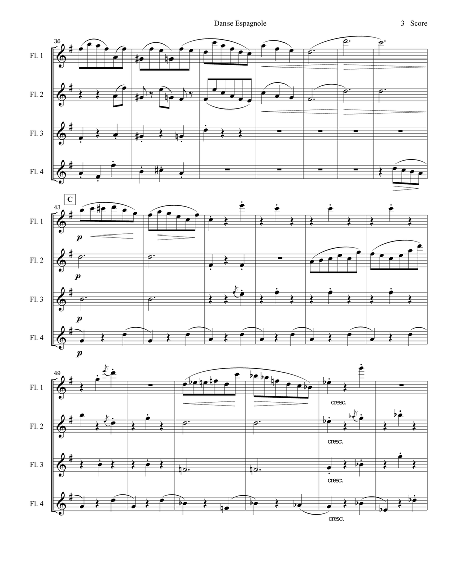 Danse Espagnole for Flute Quartet Flute Quartet scores gallery preview page 4