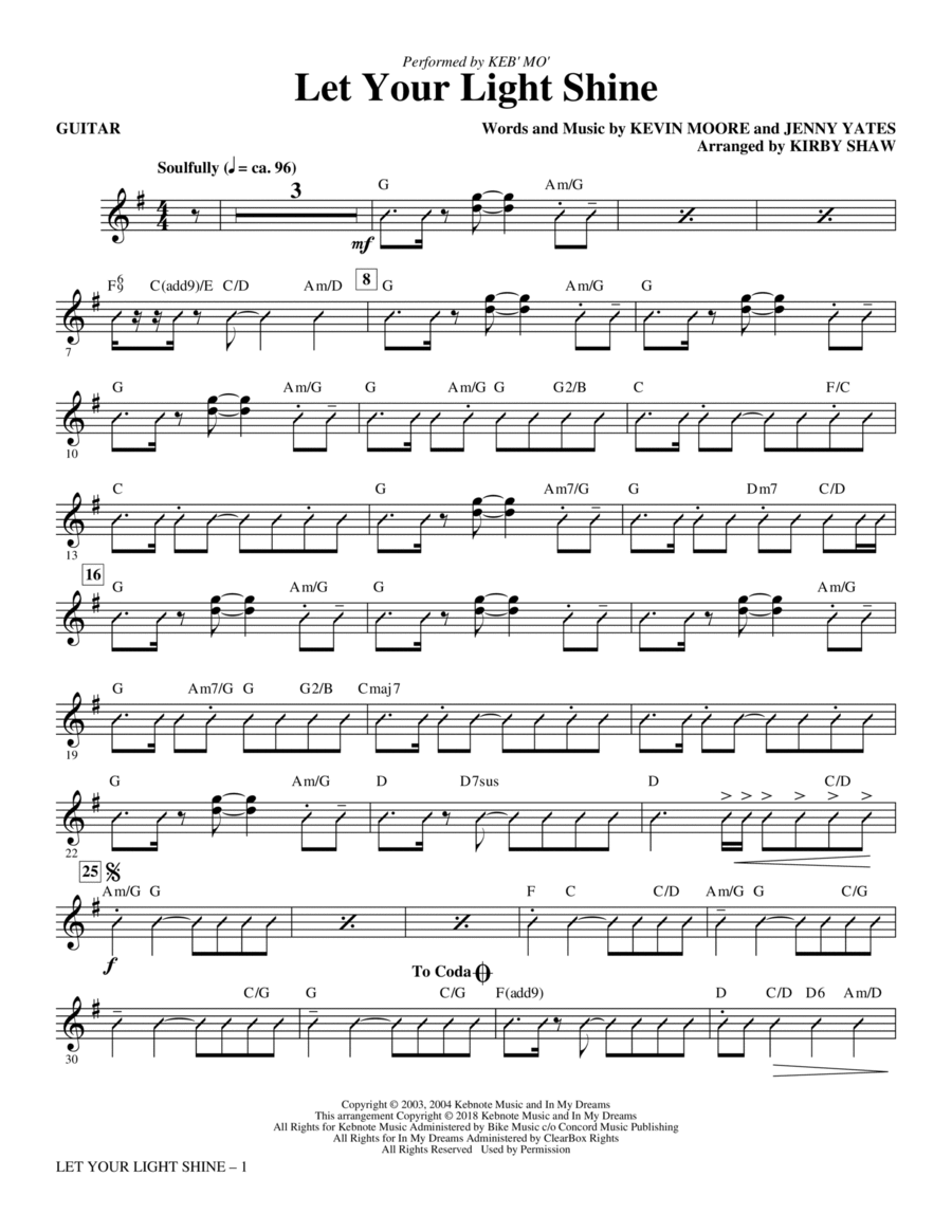 Let Your Light Shine (arr. Kirby Shaw) - Guitar