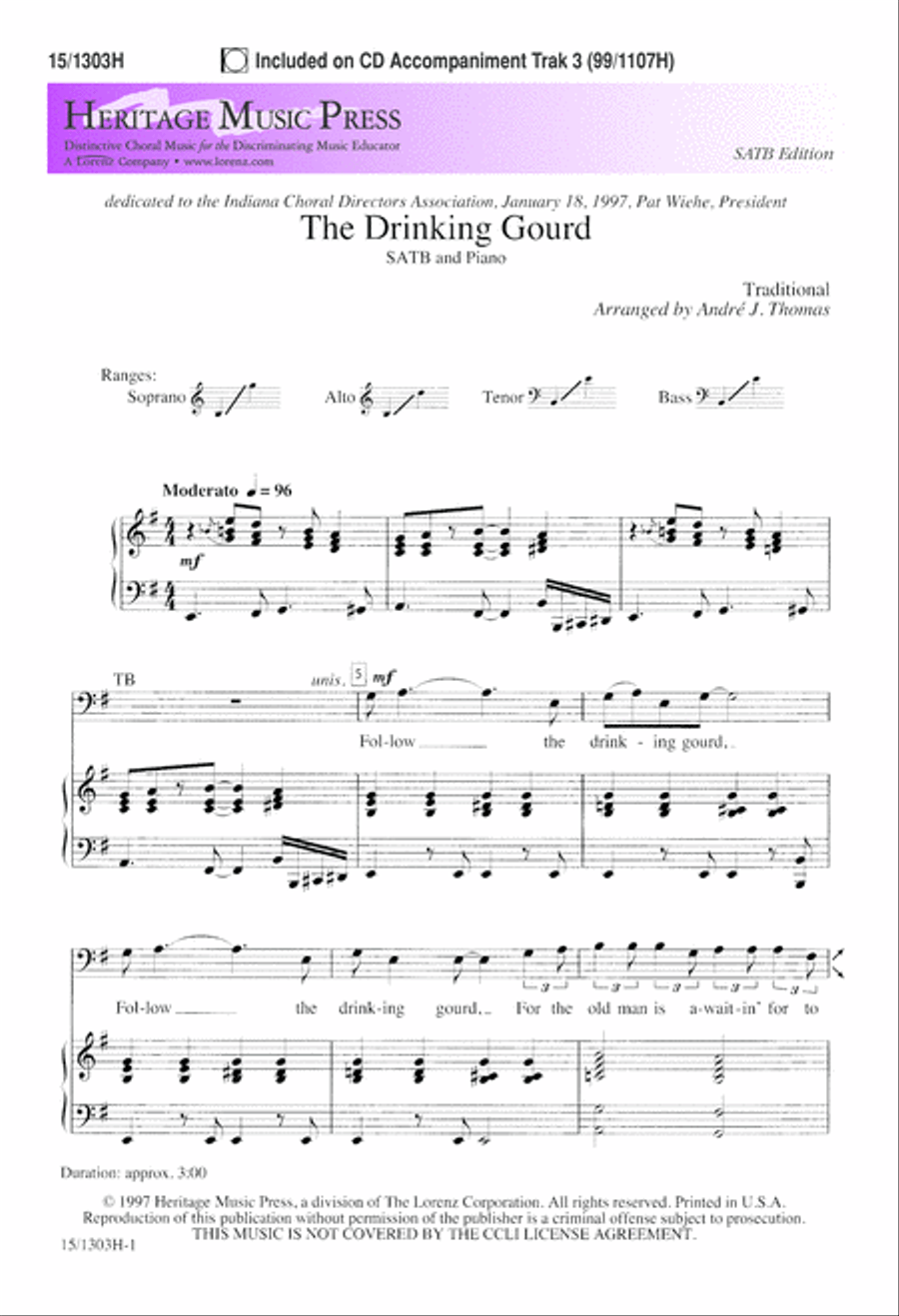 The Drinking Gourd The Drinking Gourd 4-Part scores gallery preview page 1