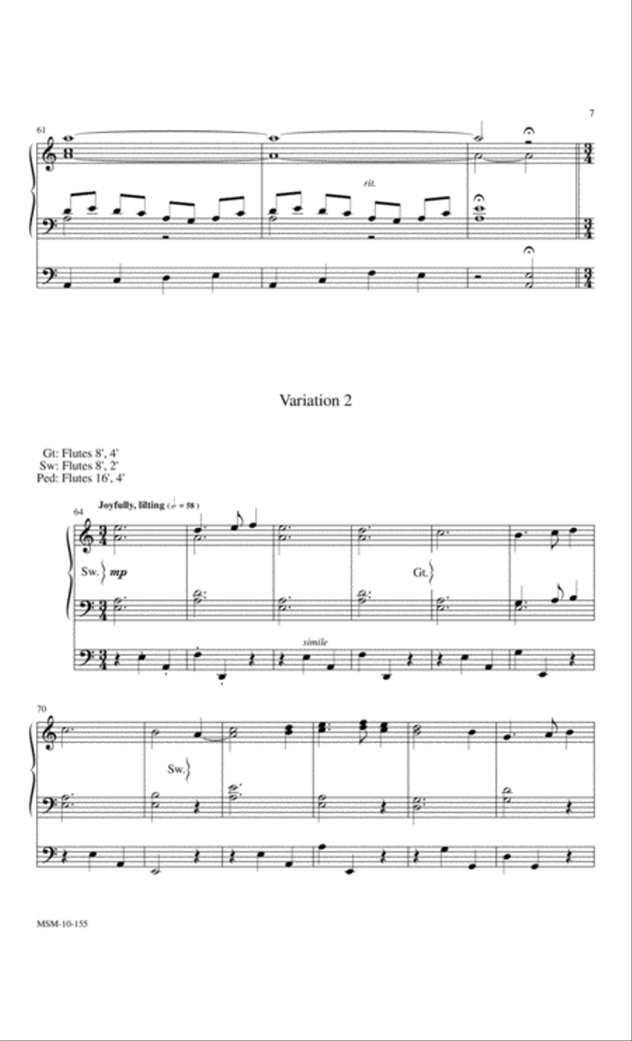 Variations on Greensleeves Organ scores gallery preview page 4