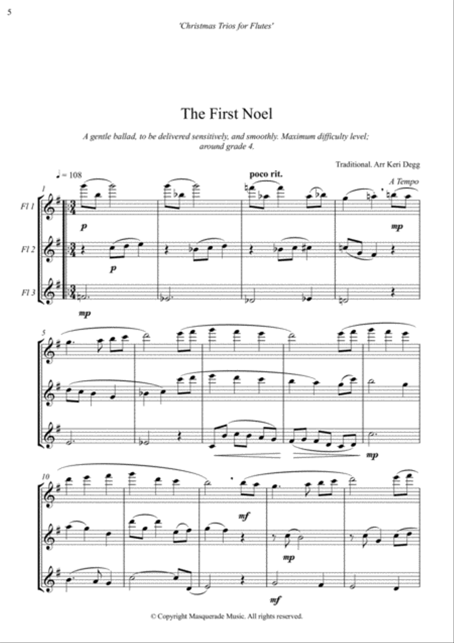 Christmas Flute Trios; 7 Festive favourites for mixed abilities Flute Trio scores gallery preview page 5