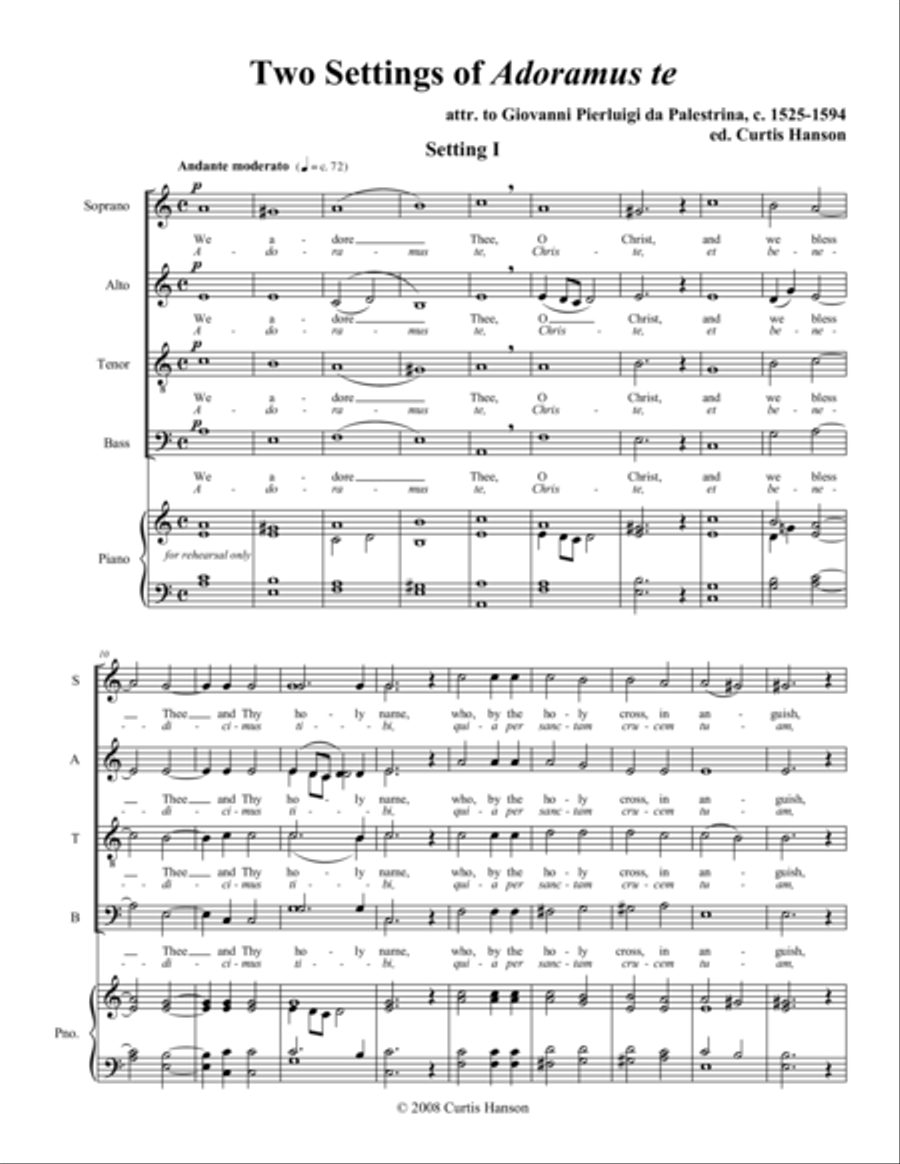 Adoramus Te (SATB - 2 settings) 4-Part scores gallery preview page 1