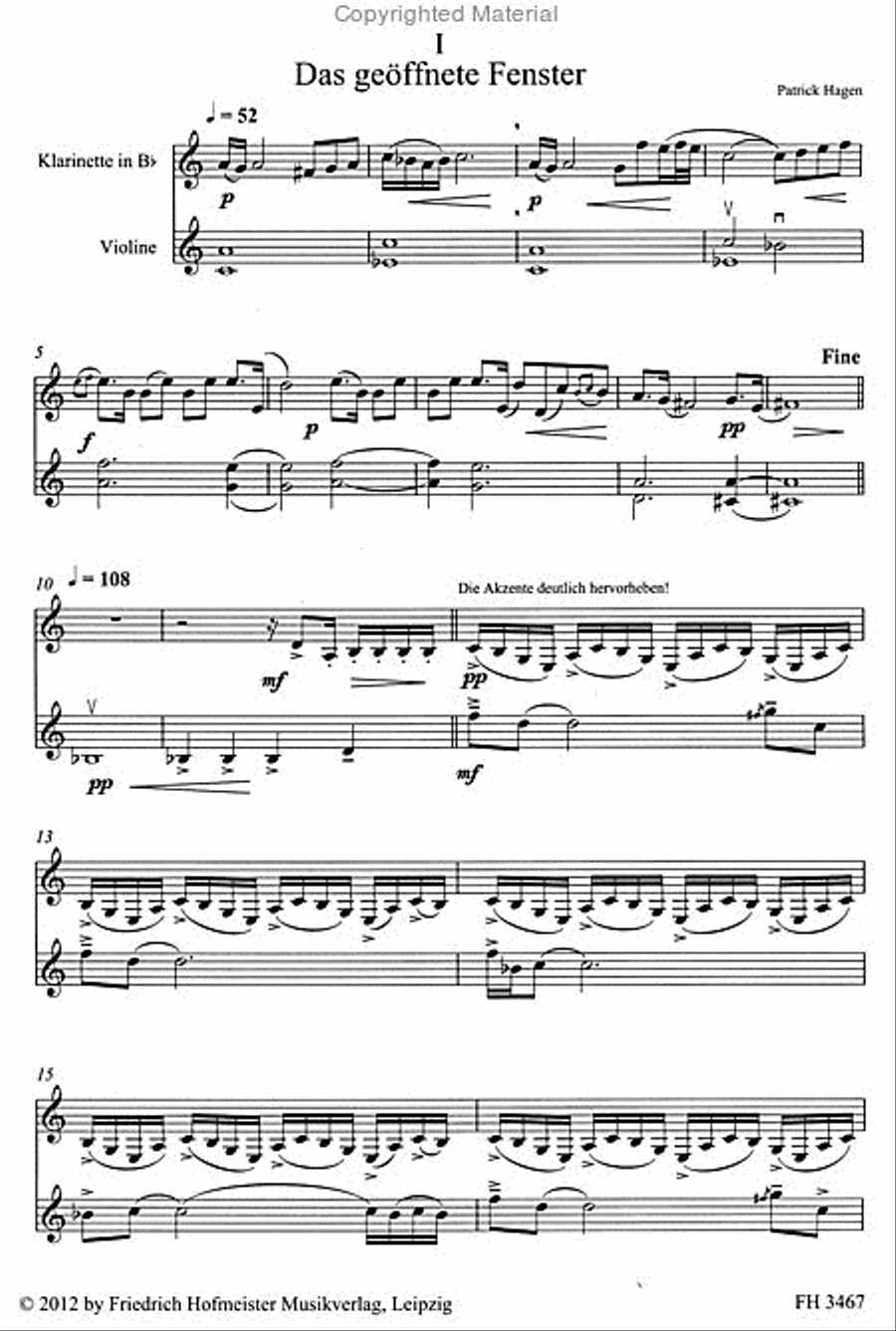 Das geöffnete Fenster Das geöffnete Fenster Clarinet scores gallery preview page 2