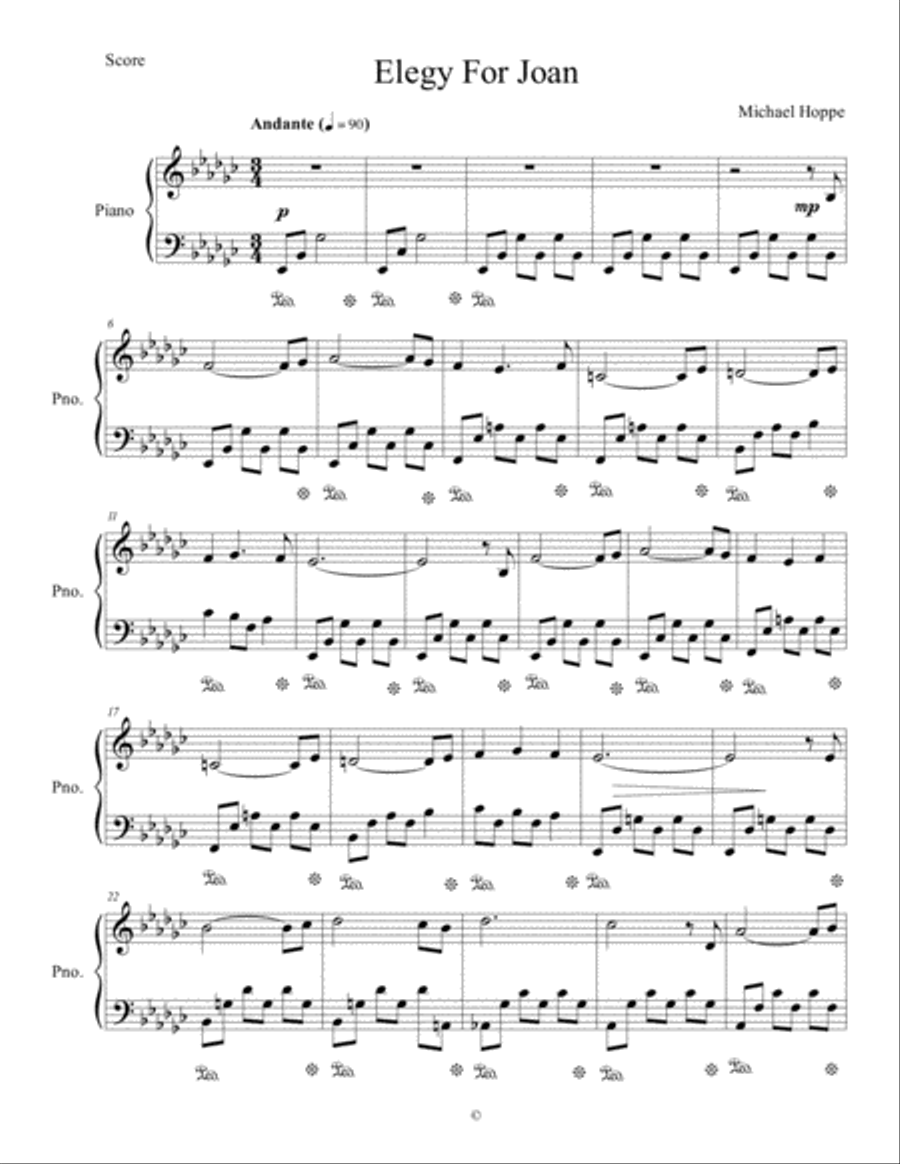 Elegy for Joan Piano Solo scores gallery preview page 1