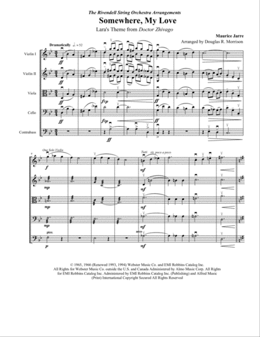 Somewhere, My Love String Orchestra scores gallery preview page 2