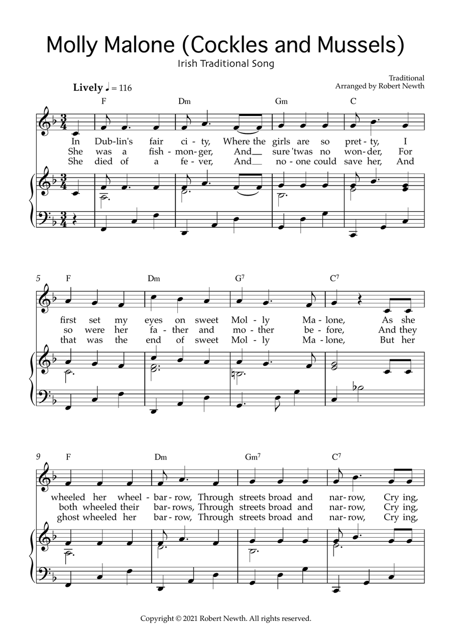 Molly Malone (Traditional Irish Song) Piano, Vocal scores gallery preview page 1