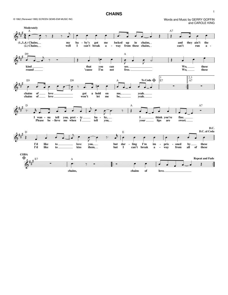 Chains Chains Guitar scores gallery preview page 1