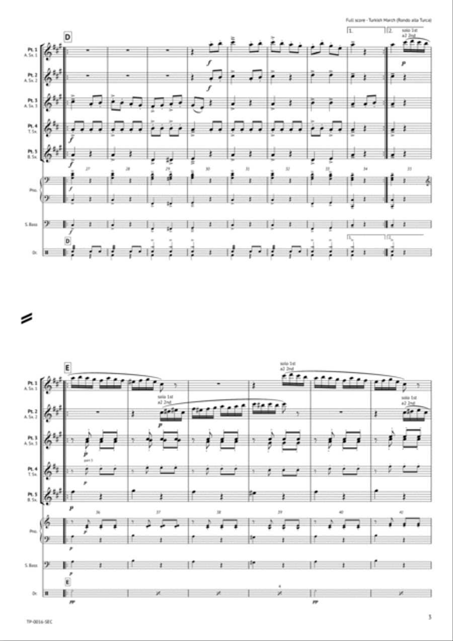 Turkish March (Rondo alla Turca) Woodwind Ensemble scores gallery preview page 4