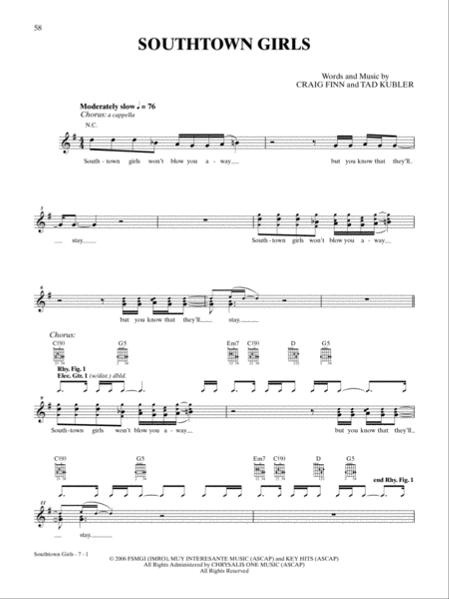 Southtown Girls Southtown Girls Guitar Tablature scores gallery preview page 1