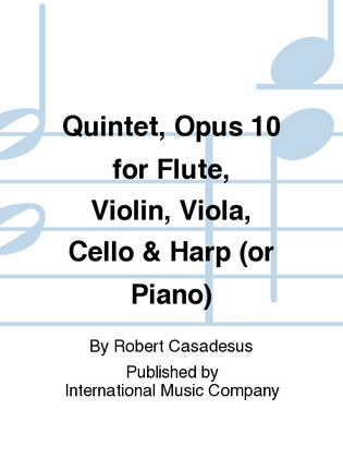 Quintet, Opus 10 For Flute, Violin, Viola, Cello & Harp (Or Piano) (Parts)