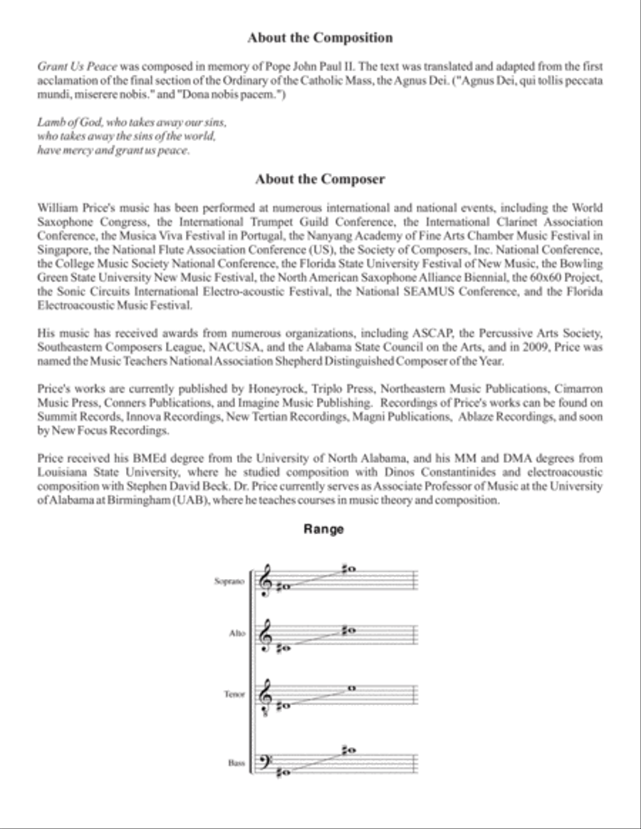 Grant Us Peace 4-Part scores gallery preview page 2