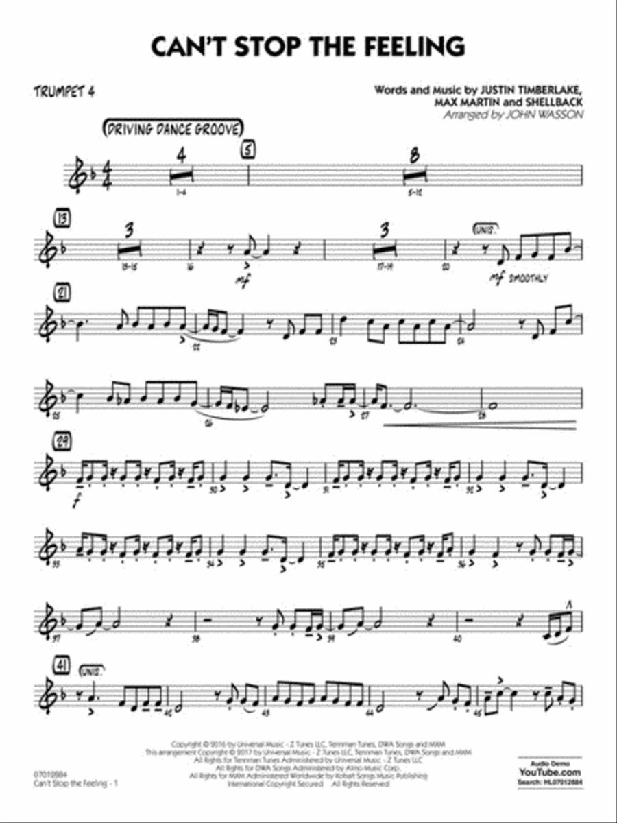 Can't Stop the Feeling Jazz Ensemble scores gallery preview page 5