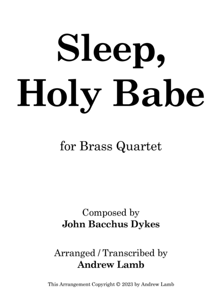 Sleep, Holy Babe (arr. for Brass Quartet) image number null